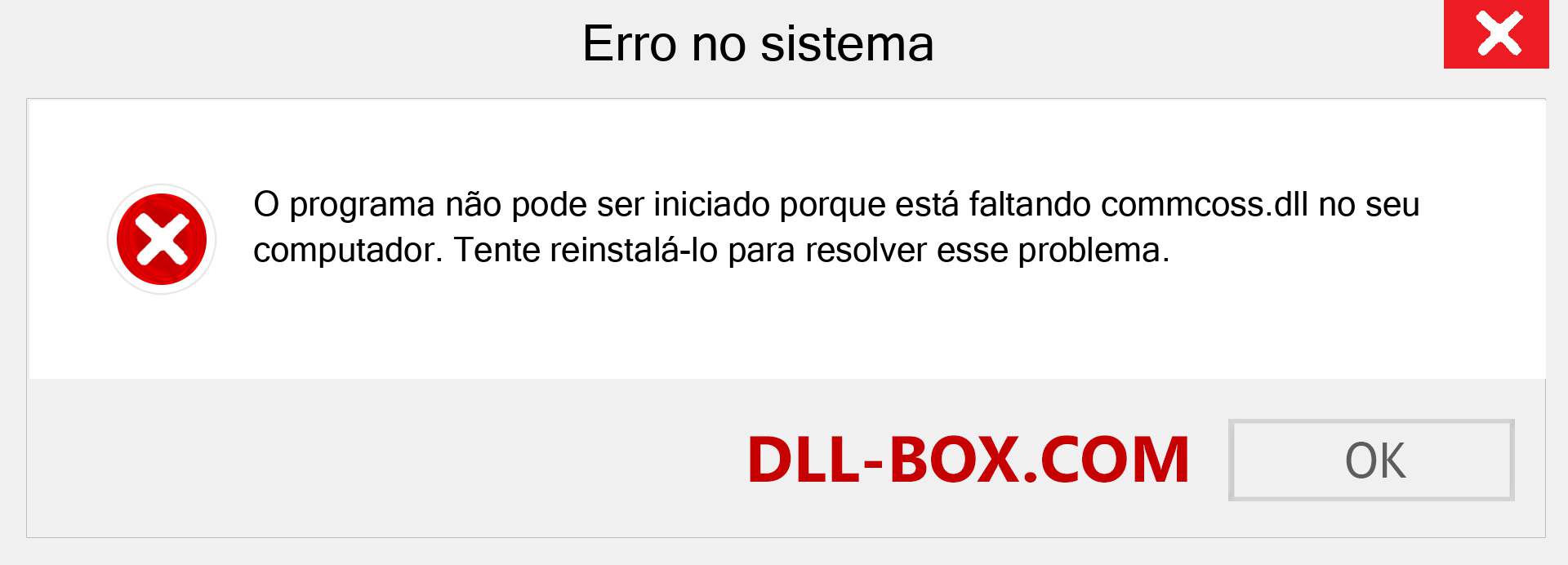 Arquivo commcoss.dll ausente ?. Download para Windows 7, 8, 10 - Correção de erro ausente commcoss dll no Windows, fotos, imagens